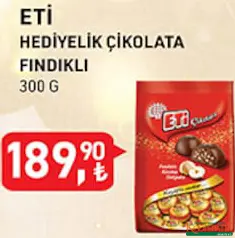 ETİ HEDİYELİK ÇİKOLATA FINDIKLI 300 G - BAYRAM ŞEKERİ/ÇİKOLATASI ETİ HEDİYELİK ÇİKOLATA FINDIKLI 300 G - BAYRAM ŞEKERİ/ÇİKOLATASI